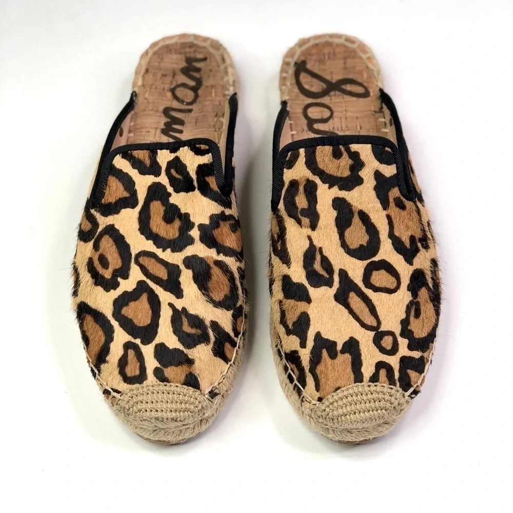 Sam Edelman Kerry calf hair mule espadrilles leopard print 8.5